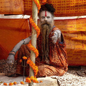 Guru nepalese in preghiera